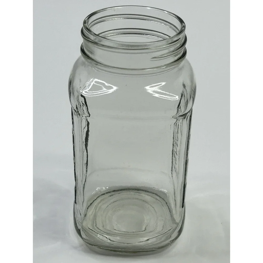 Vintage Embossed Tomatoes Design Square Clear Glass Mason Jar